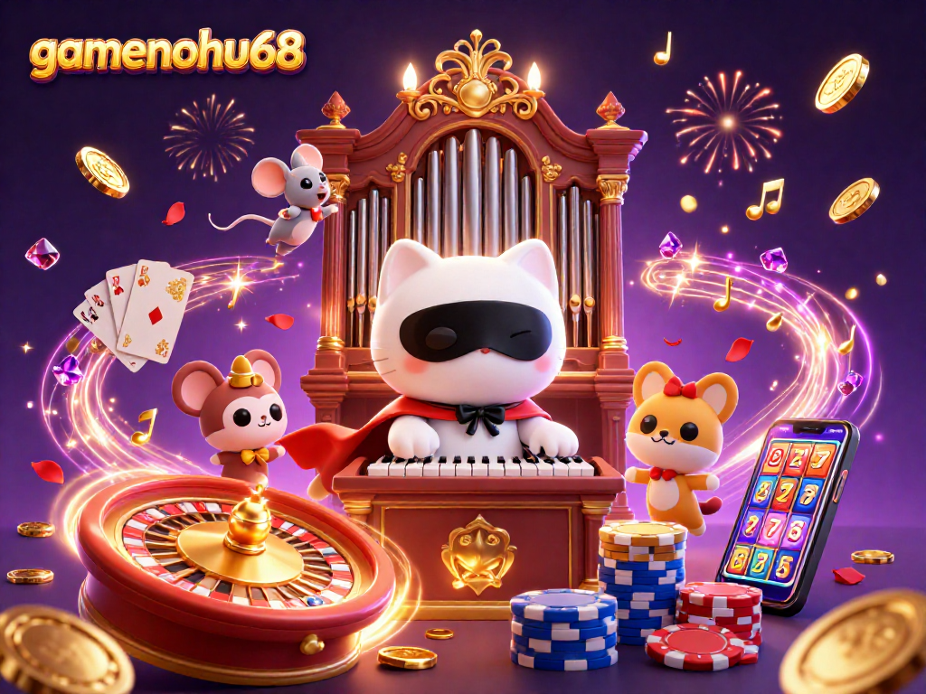 Engage in winning strategies with gamenohu68 at this vibrant casino illustration.