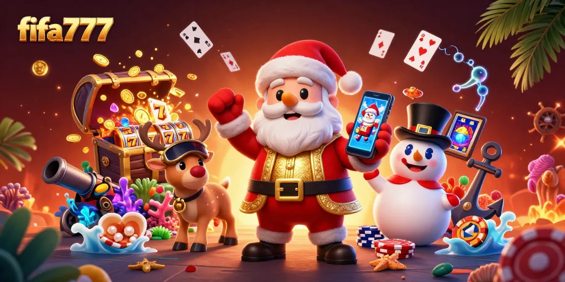 Engage with fifa777 action as Santa, his reindeer, and a snowman enjoy winning at casino slots.