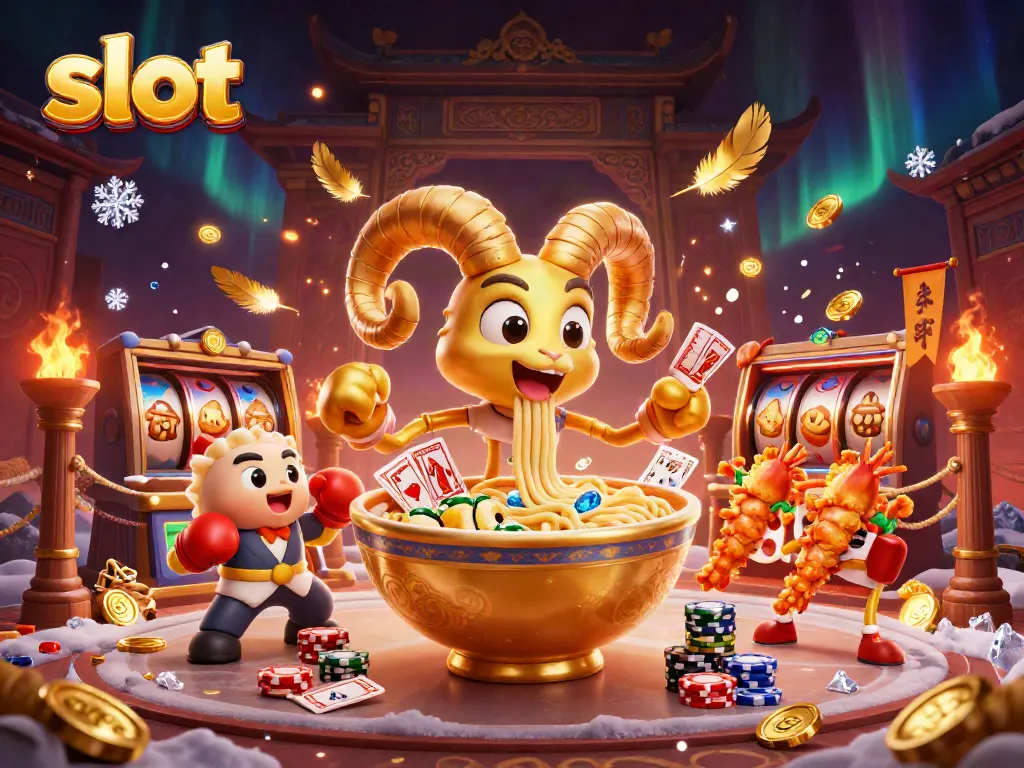 Mesin slot penuh warna dan karakter unik dalam ilustrasi kartun 3D yang mendebarkan.