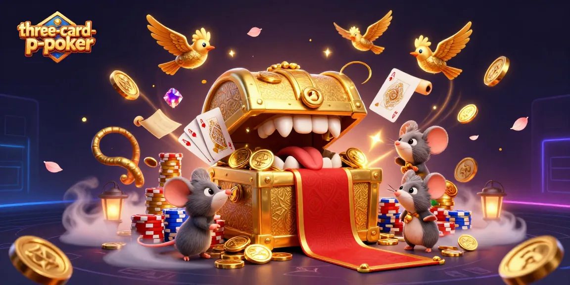 Experience the excitement of three-card-poker with royal flush cards and colorful chips in dynamic gameplay.