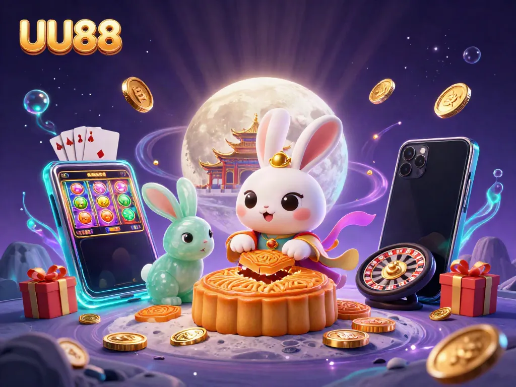Play the captivating slots at UU88 as illustrated with enchanting symbols and lively casino elements.