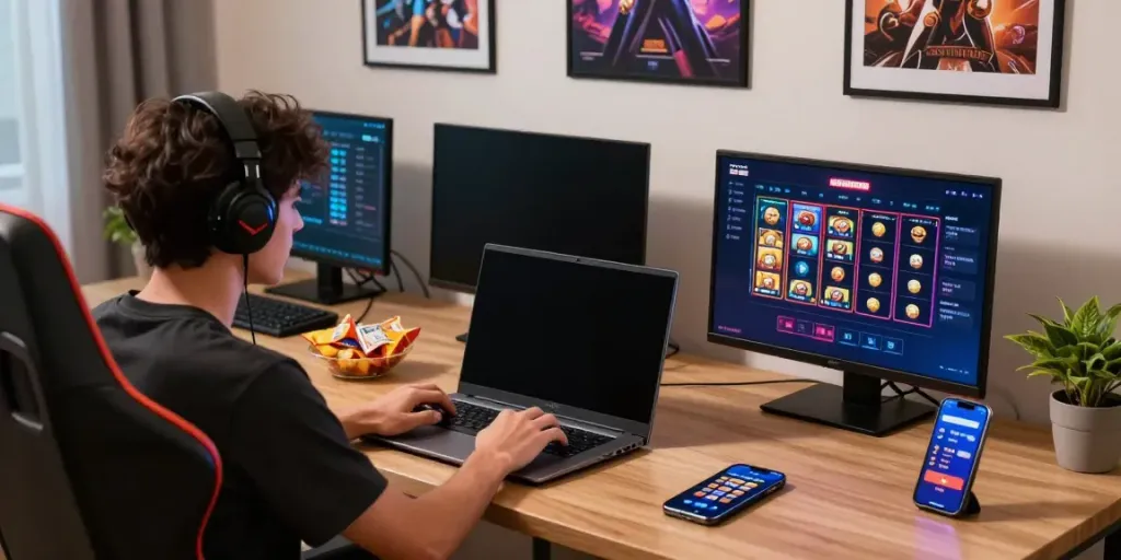 Engaging with temposlot's online games in a modern gaming setup.