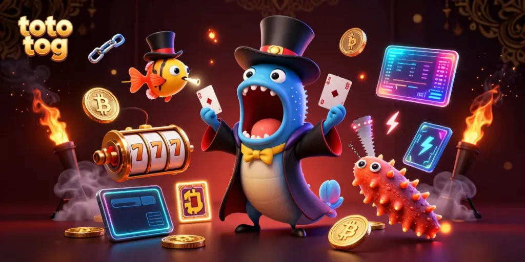 Engage in gaming magic with a bioluminescent gulper eel and friends showcasing "toto tog" slot excitement.