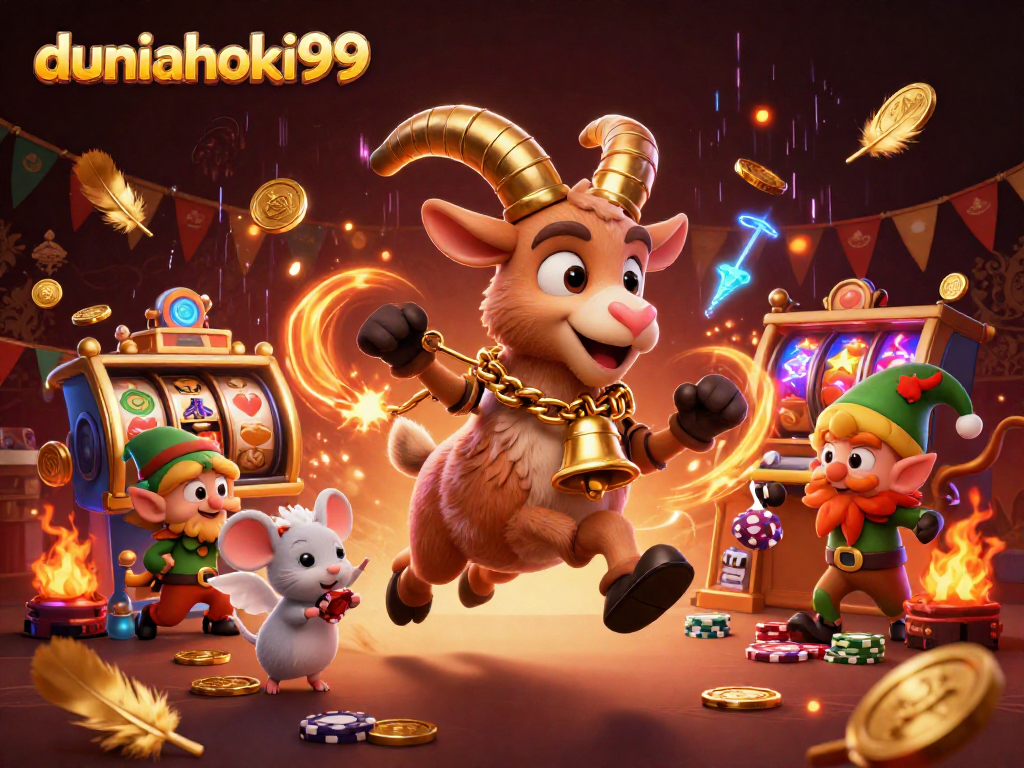 Permainan kasino menegangkan di duniahoki99, di mana Krampus dan teman-temannya bersaing meraih chip poker.