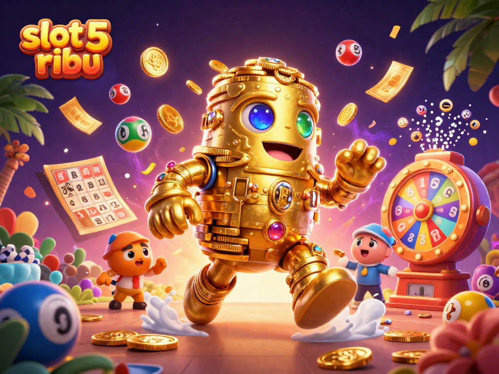 Engage with exhilarating slot 5 ribu gameplay featuring a vibrant 3D illustration full of action.