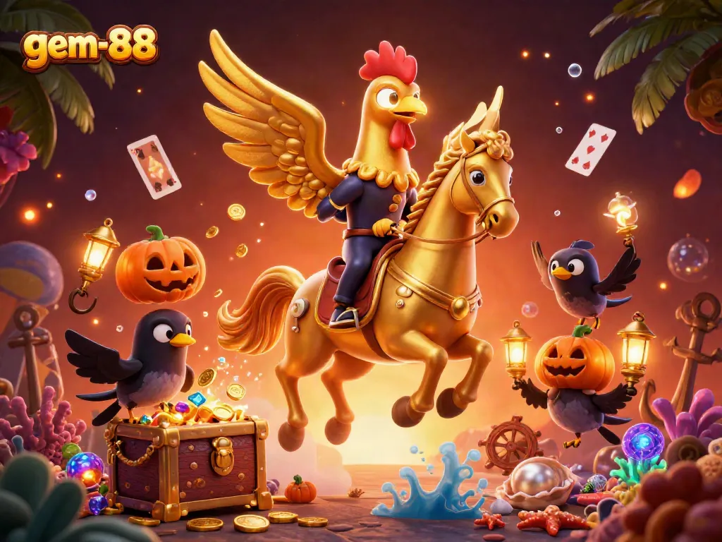 Experience excitement at gem-88 with a vibrant casino scene showcasing adventure and treasure.
