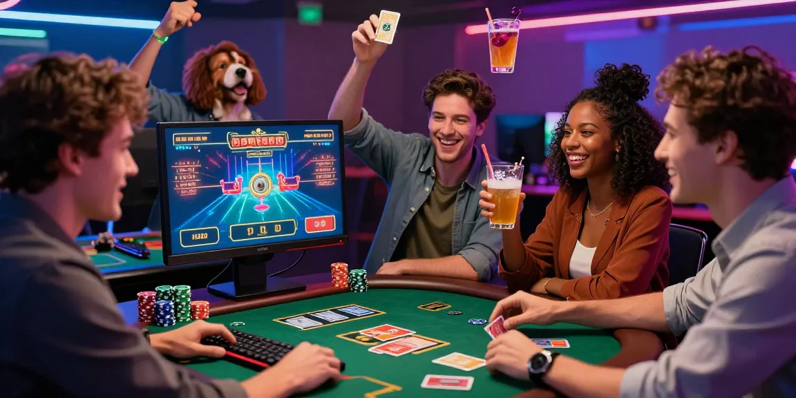 Exciting online casinos that accept credit cards scene with friends celebrating a gaming session.