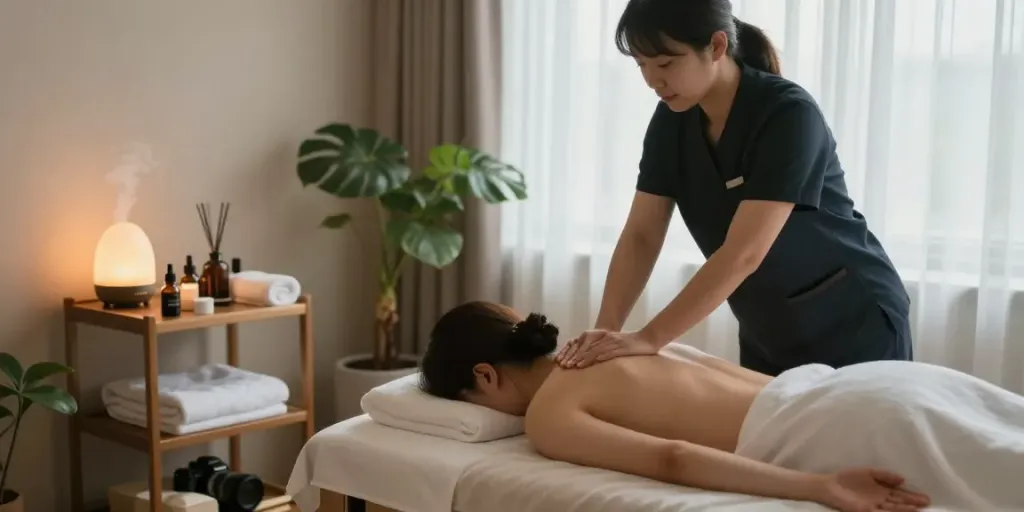 Experience 강남출장안마 with soothing home massage therapy in a tranquil room.