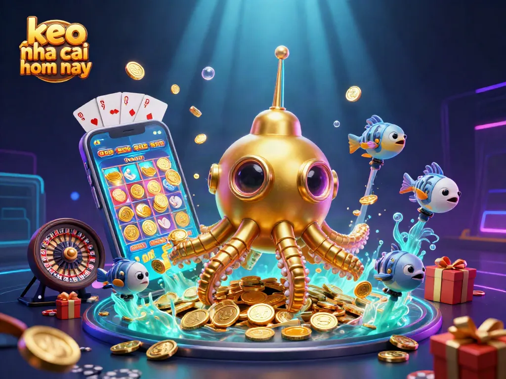 Spin to win with the vibrant and dynamic keo nha cai hom nay illustration featuring a kraken and casino elements