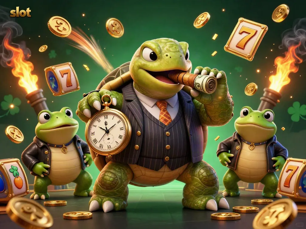Experience the thrill of slot games with dynamic 3D characters and vibrant gaming elements.