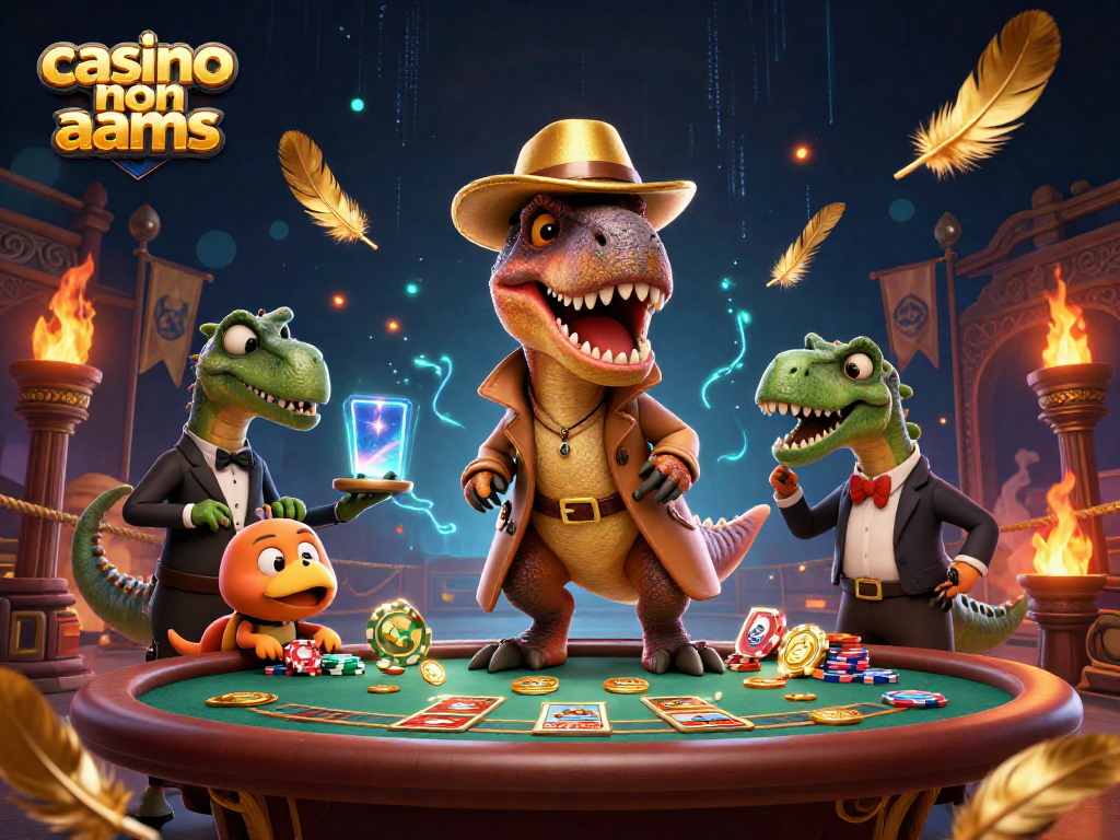 Giocherai nei casinò non AAMS con un'illustrazione di un velociraptor al tavolo da blackjack