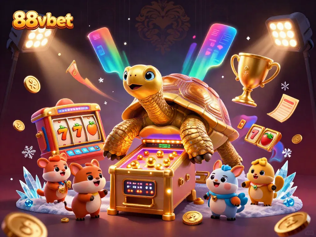 Experience the thrill of 88vbet slots with vibrant visuals of a cartoon tortoise pinball.