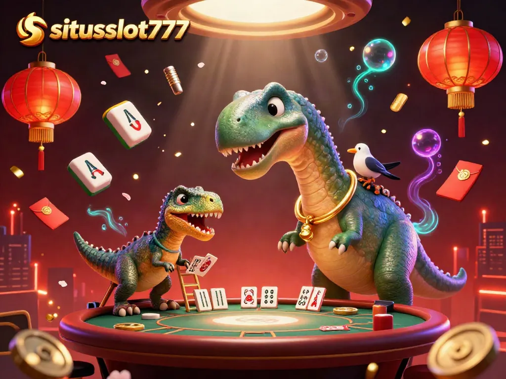 Experience the excitement of situsslot777 with a vibrant 3D casino illustration bursting with energy and fortune symbols.