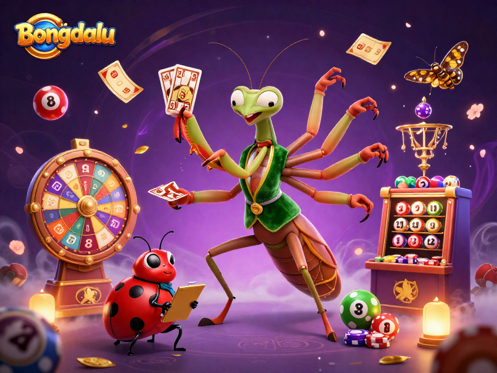Bongdalu captures a lively 3D casino scene with dynamic lottery elements and vibrant characters.