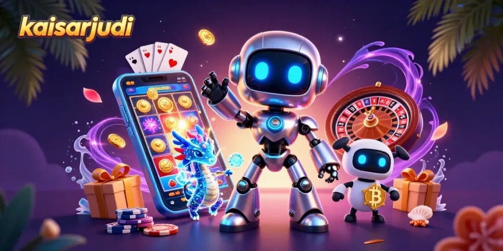 Experience kaisarjudi's gaming universe with vibrant 3D elements and dynamic action.