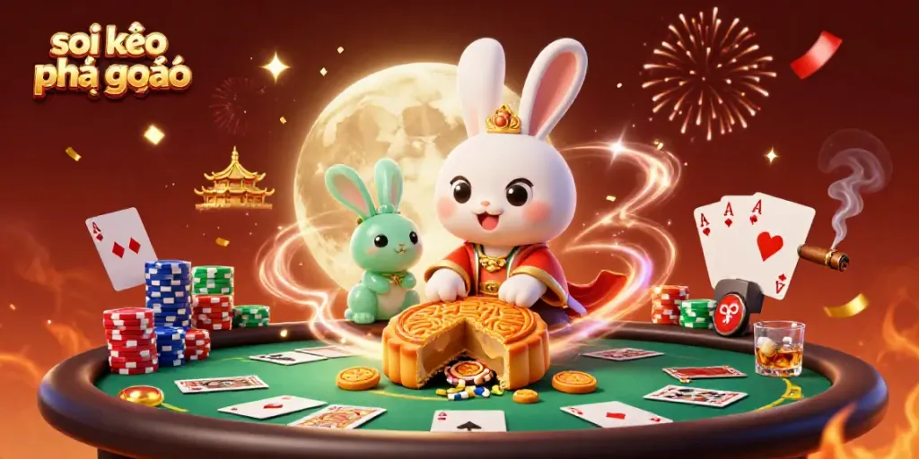 Engage with soi kèo phạt góc dynamics in a vibrant moon rabbit illustration depicting casino action.