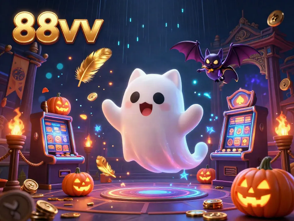 Experience the thrill of winning at 88vv with friendly ghost characters and vibrant casino energy.