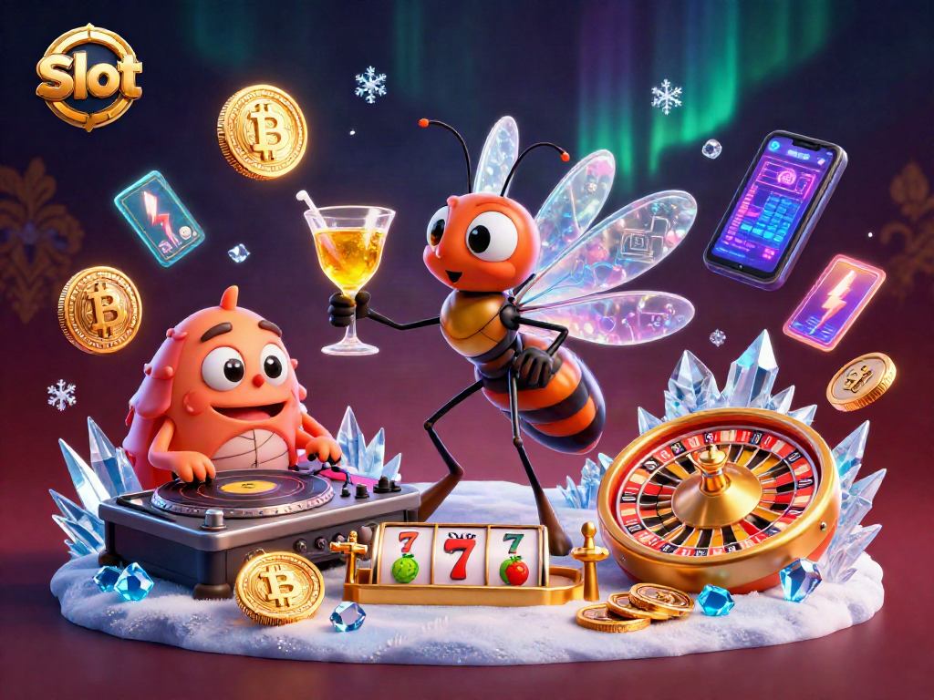 Engage in thrilling Slot adventures with a vibrant casino scene featuring a unique mascot.