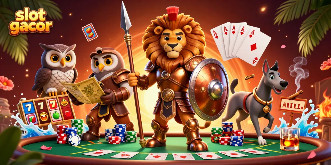 Visualisasi slot gacor dengan simbol keberuntungan dan karakter berani, siap memberikan pengalaman menarik.