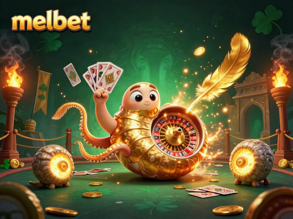 Experience the thrill of melbet gaming with an ancient nautilus roulette wheel and vibrant casino elements.