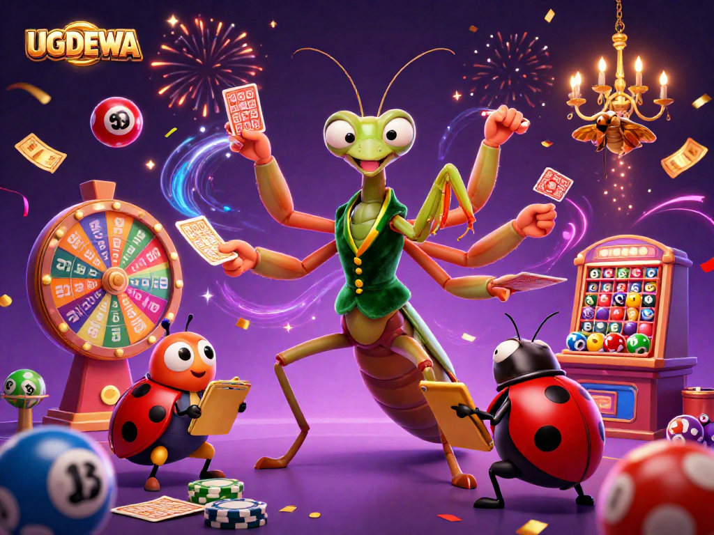 Experience exciting gameplay with UGDEWA's vibrant casino scene filled with colorful elements, betting and fun!