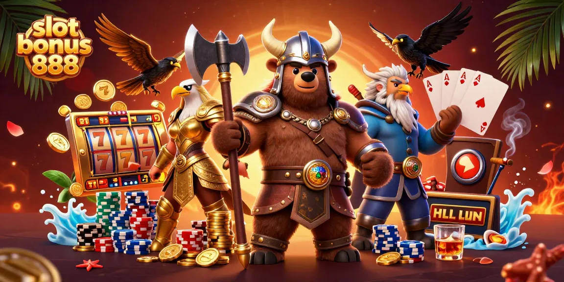 Engage with slot bonus 888 in this vibrant casino scene featuring lucrative slot reels and dynamic gaming elements.