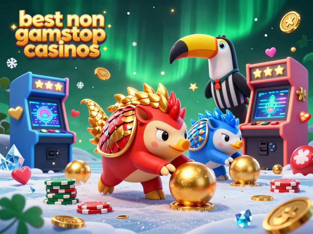 Compete and win at the best non gamstop casinos with dynamic pangolin mascots in a vibrant casino game scene.