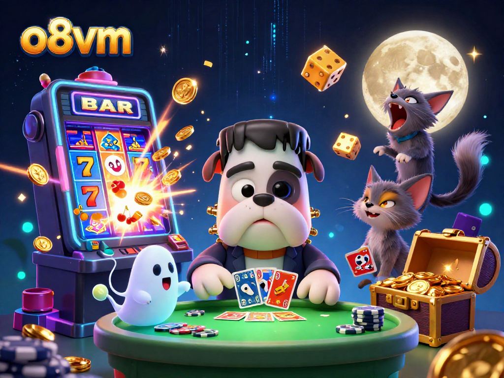 Engage with thrilling games at o8vm's dynamic casino scene featuring iconic characters.