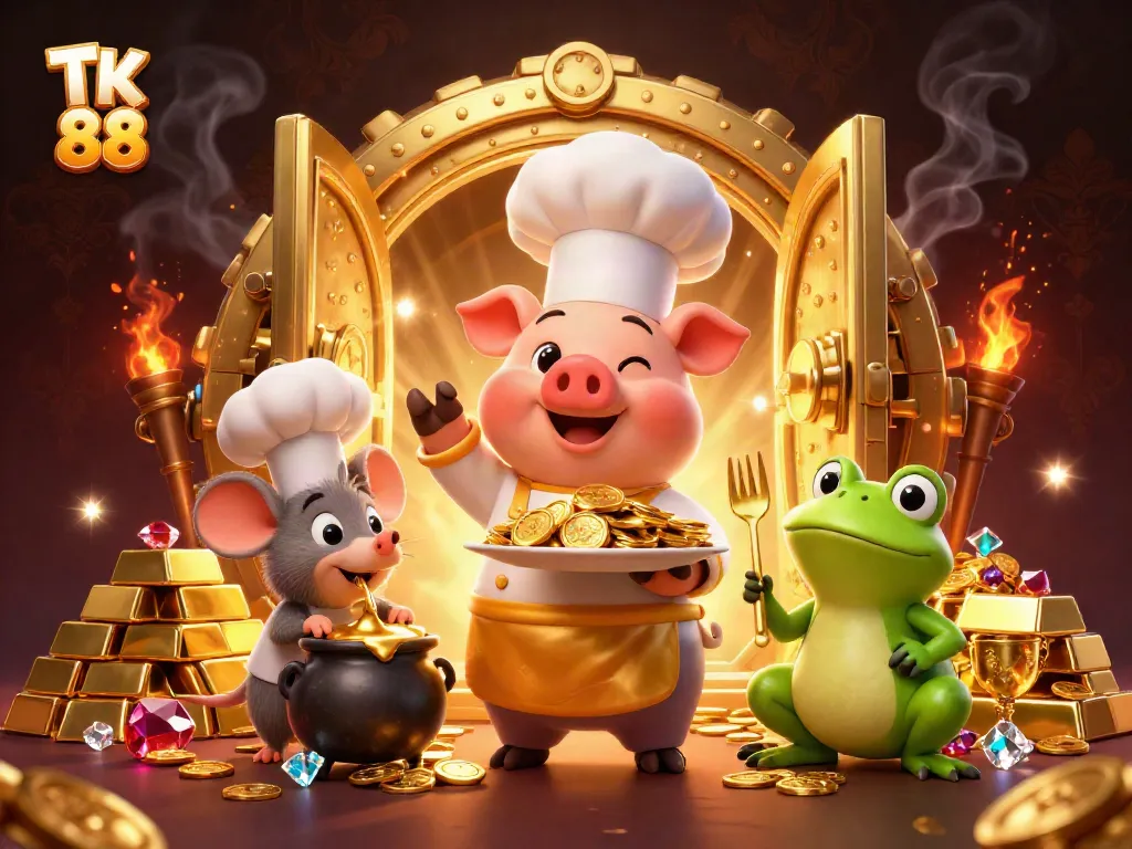Experience exciting gameplay at TK 88, where treasures and rewards await with golden coins and gems.