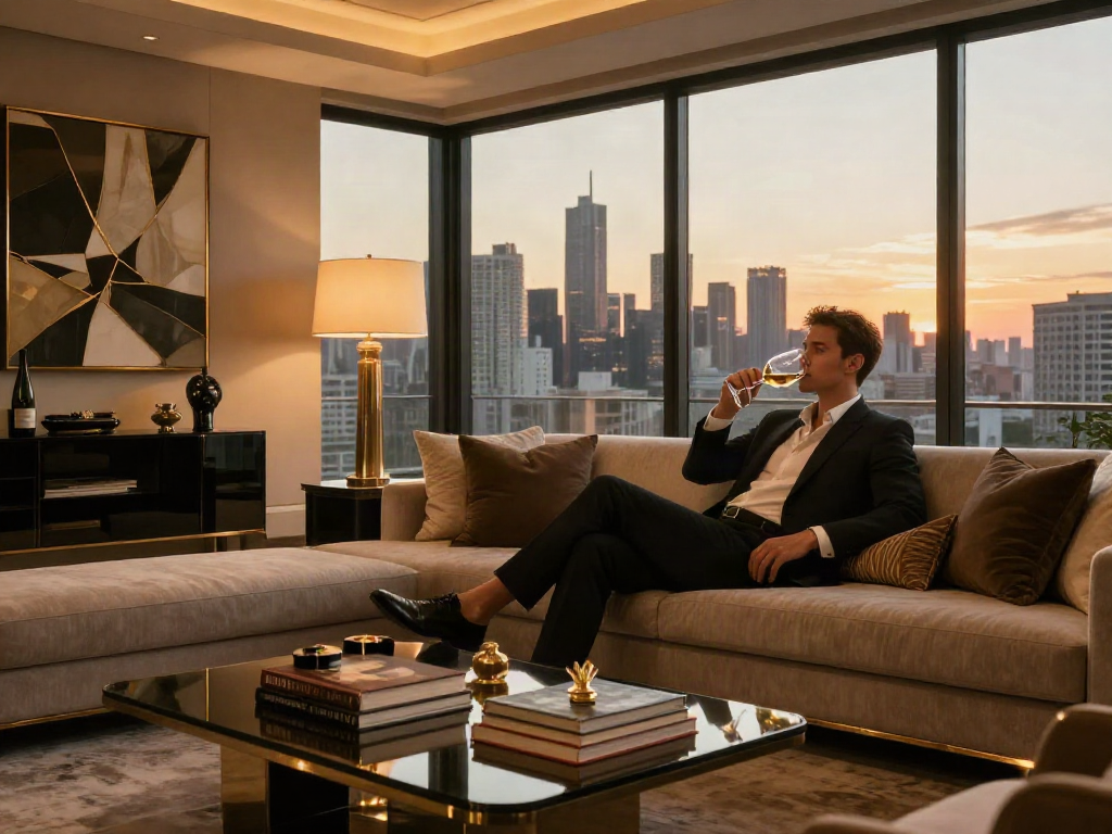 Gaya hidup mewah LUXURY 111 di apartemen modern dengan pemandangan kota yang menawan.