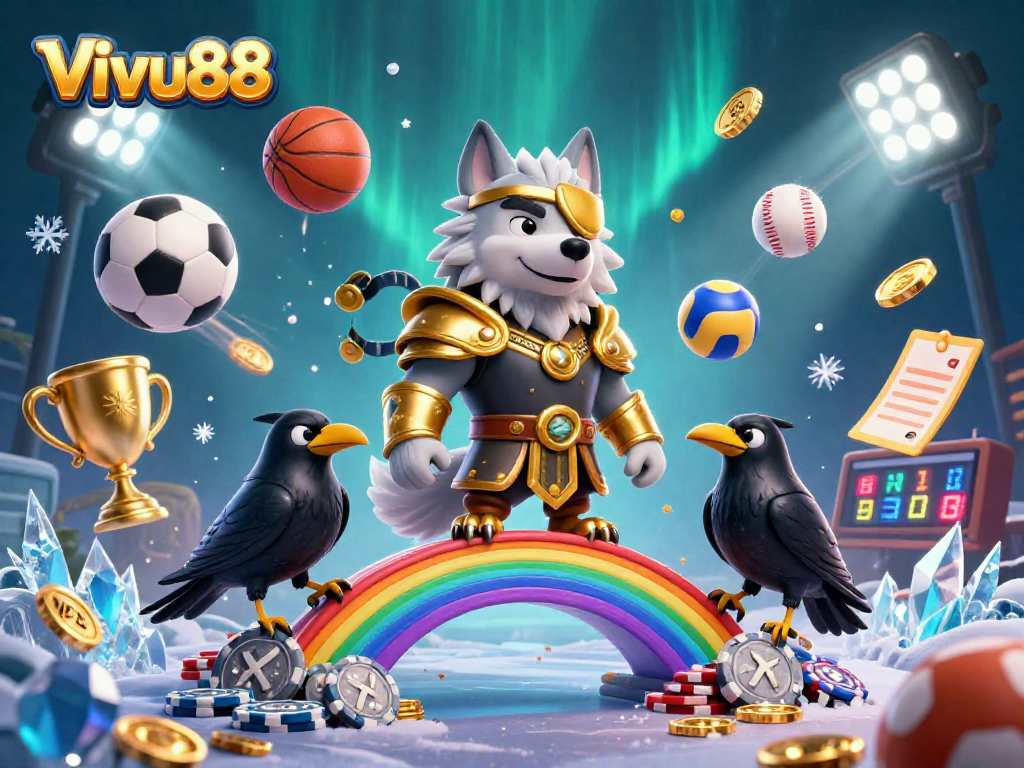Experience thrilling action at Vivu88 with dynamic sports elements featuring Odin and his ravens.