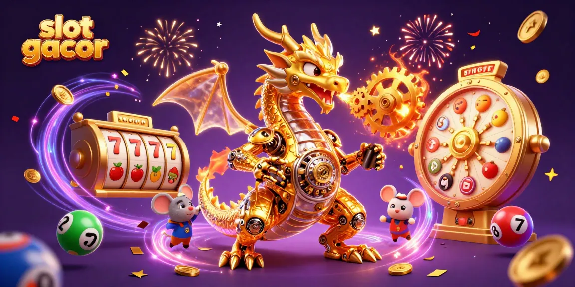 Experience slot gacor action with a golden dragon, vibrant colors, and dynamic game elements.