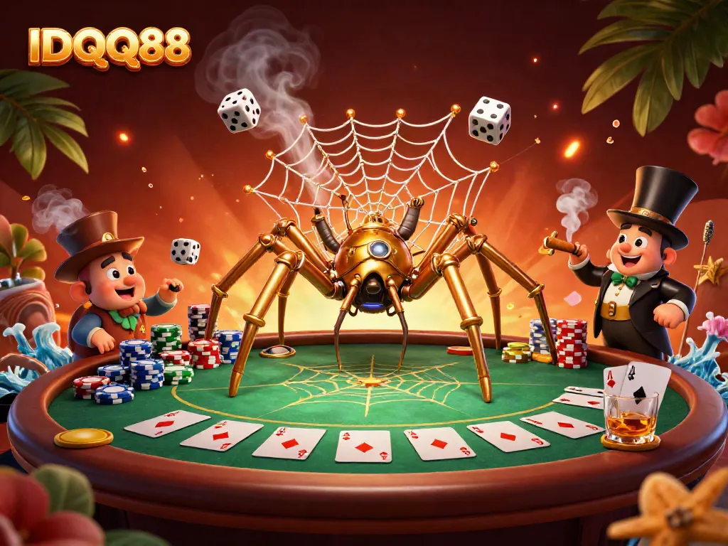 Experience fast-paced winning at IDQQ88 with an engaging steampunk casino scene packed with poker elements.