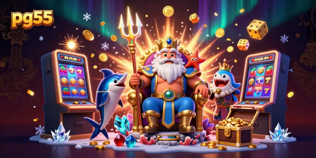 Experience thrilling jackpots with pg55 as Neptune celebrates big wins in a vibrant casino realm.