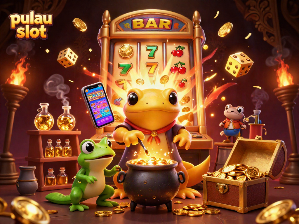 Engage with pulau slot graphics showcasing a golden alchemist and treasures from jackpot bursts.