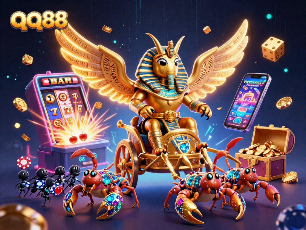Engage with qq88's vibrant casino games, featuring thrilling characters and dazzling elements in action.