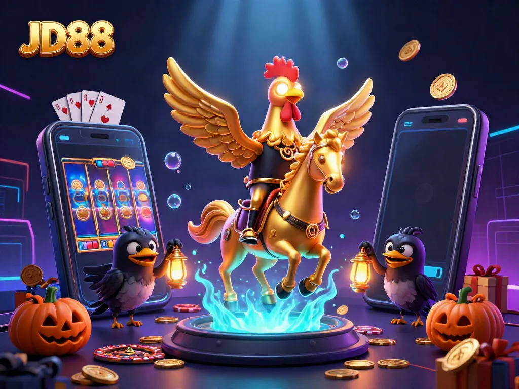 Experience the thrill of JD88 with a vibrant casino scene featuring engaging characters and dynamic gaming elements.