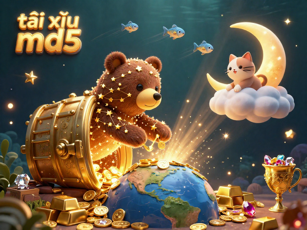Experience the excitement of tài xỉu md5 with vibrant 3D digital illustration of casino elements.