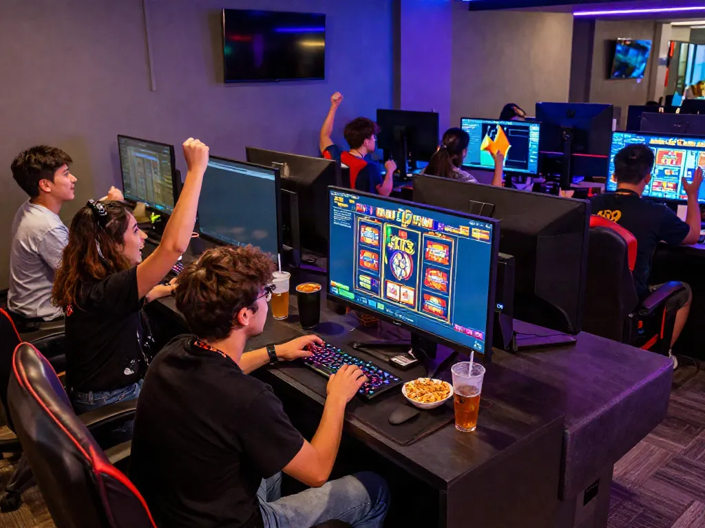 Exciting gaming scene featuring players enjoying 513 Slots with vibrant atmosphere and digital displays.