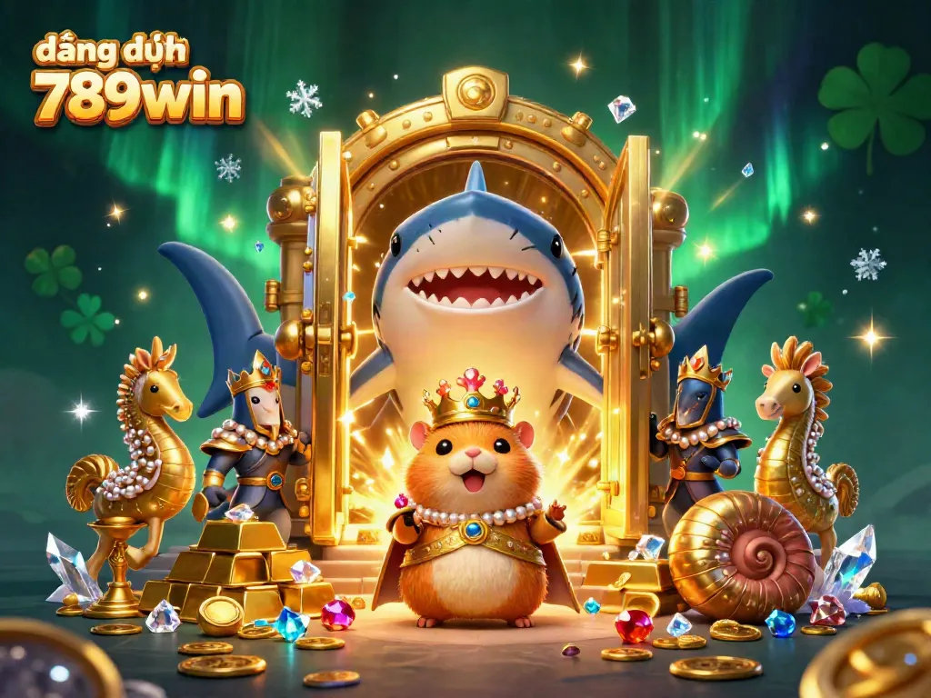 Experience the excitement of registering at 789win with golden treasures and casino adventure in a vibrant scene.