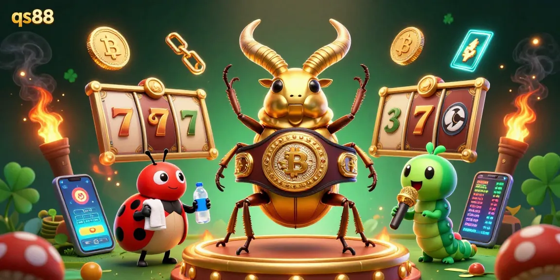 Experience exciting gameplay with qs88, featuring a golden stag beetle and colorful casino elements.