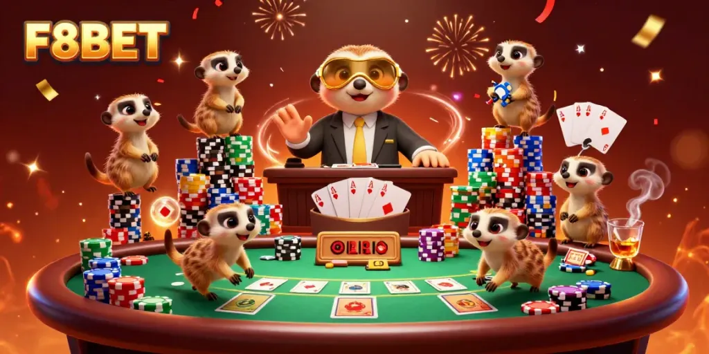 Experience exhilarating gameplay at F8BET with entertaining meerkat dealers at a vibrant casino.