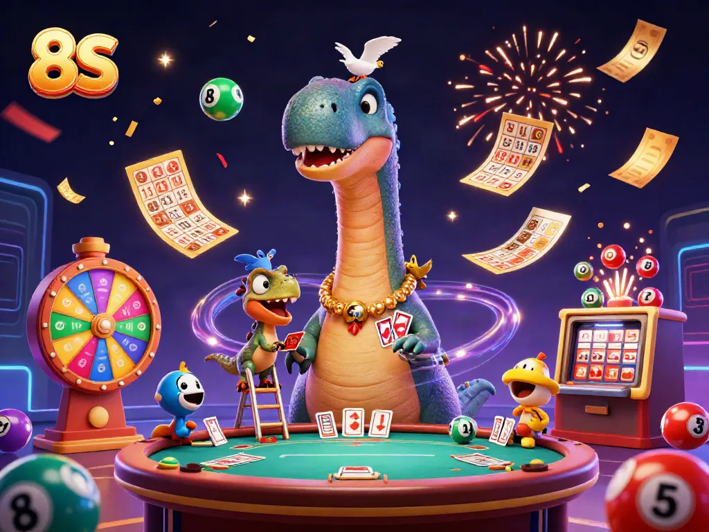 Experience the excitement of 8S with vibrant casino characters and dynamic gaming elements.