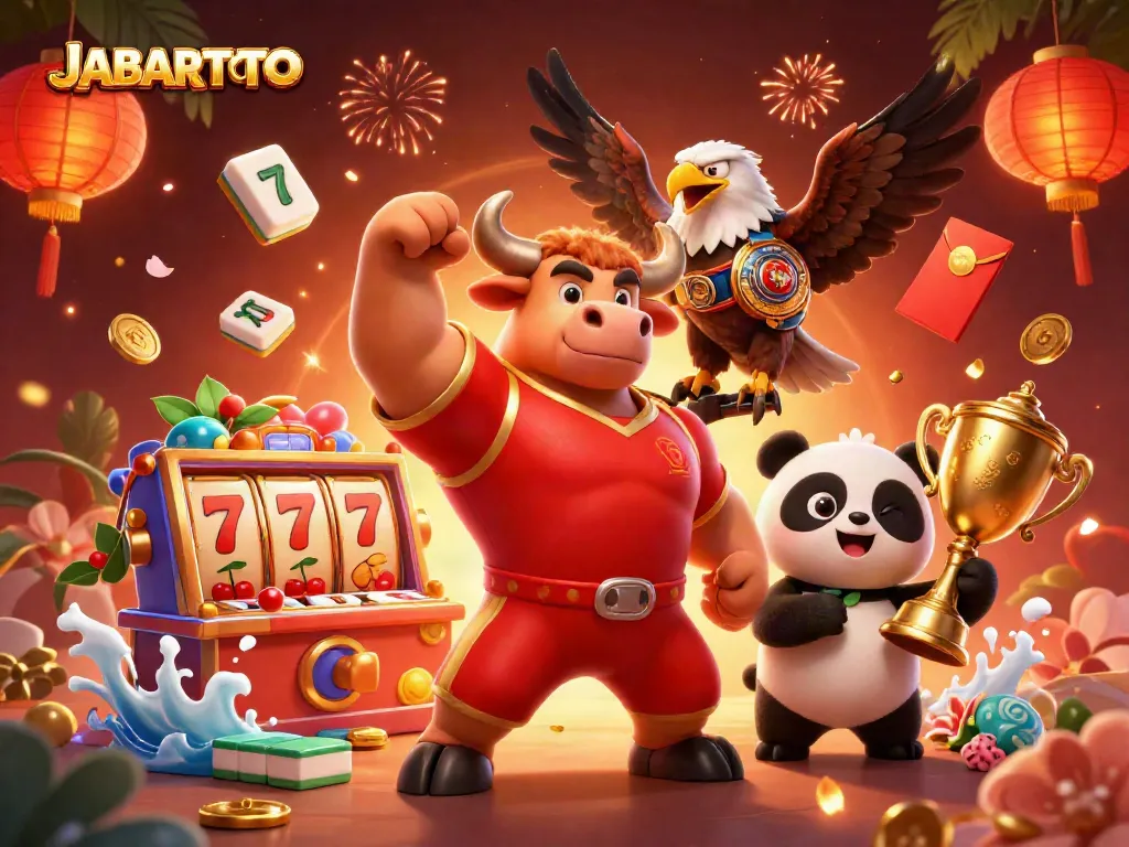 JABARTOTO menang besar di slot dengan karakter kartun penuh warna dalam suasana meriah