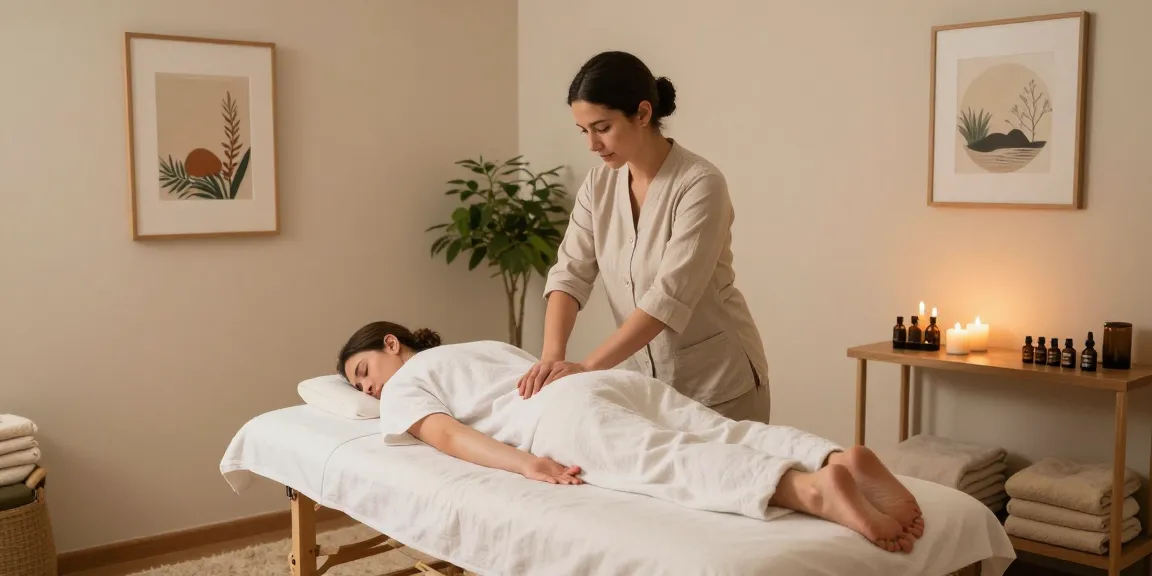 Relaxing 서울출장마사지 scene with a therapist preparing a calm environment
