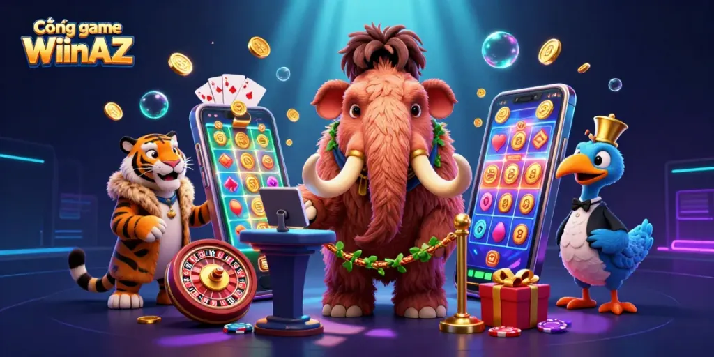 Engage in exciting gameplay at Cổng game WIinAZ with vibrant casino characters and dynamic gaming elements.