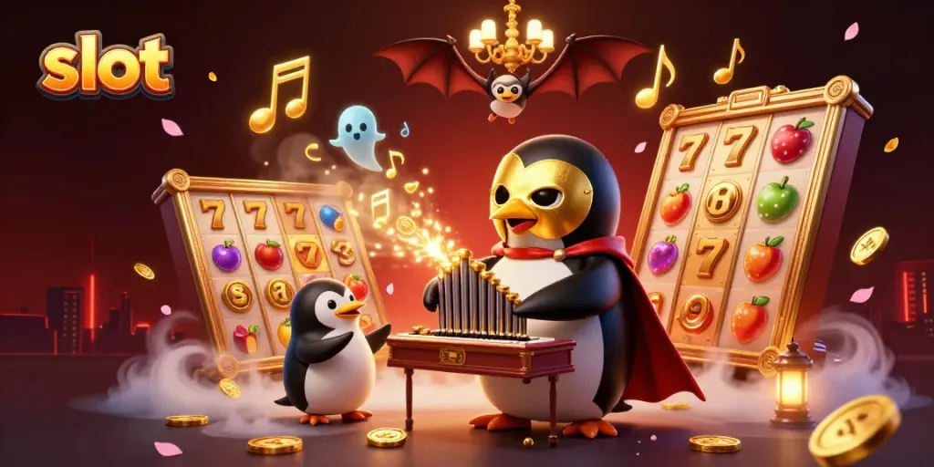 Menangkan banyak dengan slot yang menarik dan simbol jackpot dalam ilustrasi kasino yang memikat ini.
