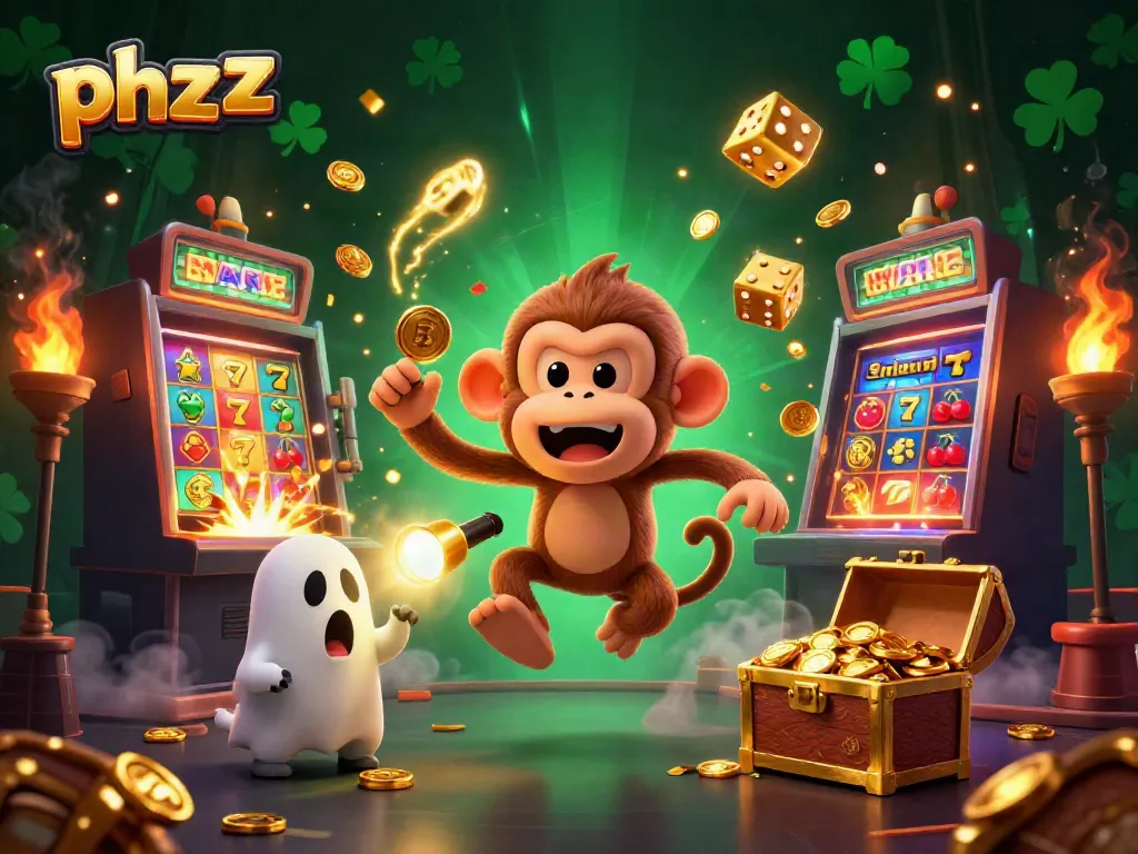 Engage in thrilling slots with phzzz featuring a mischievous poltergeist monkey and a ghost-hunter puppy.