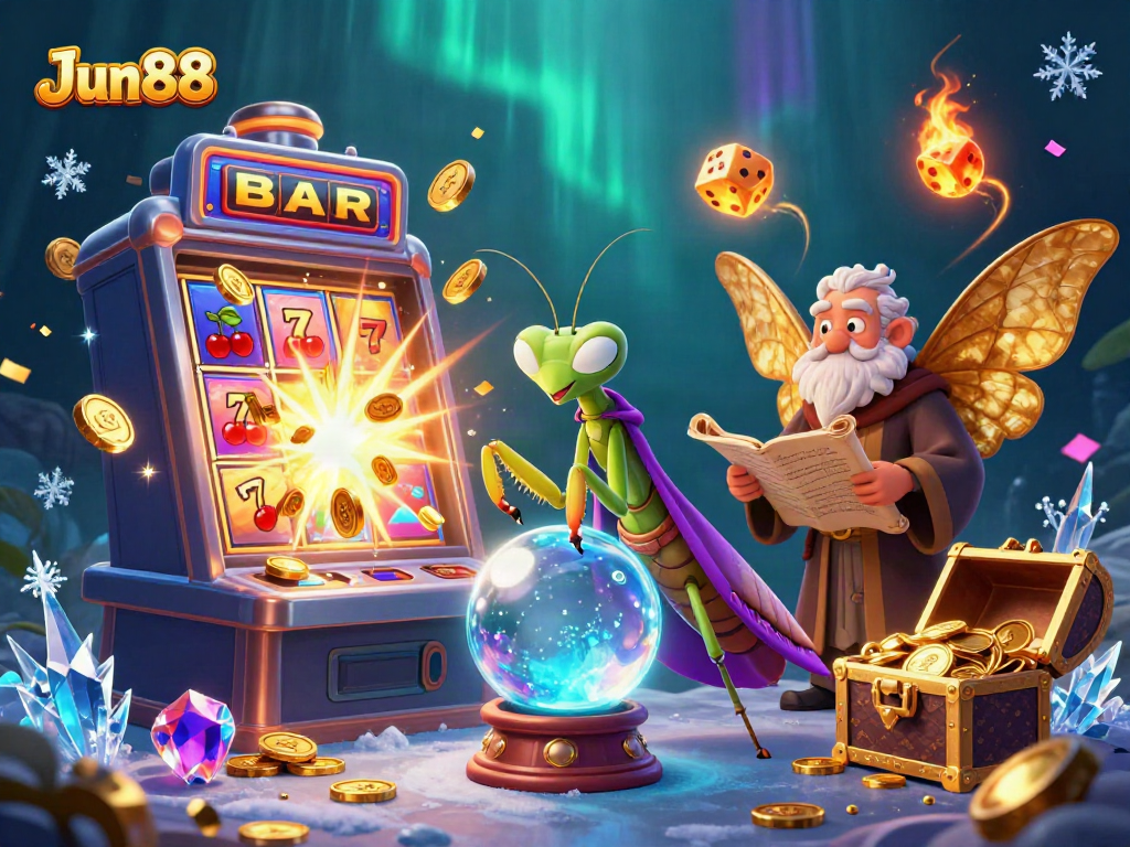 Experience fortune with Jun88, featuring vibrant 3D characters amidst a thrilling jackpot explosion.