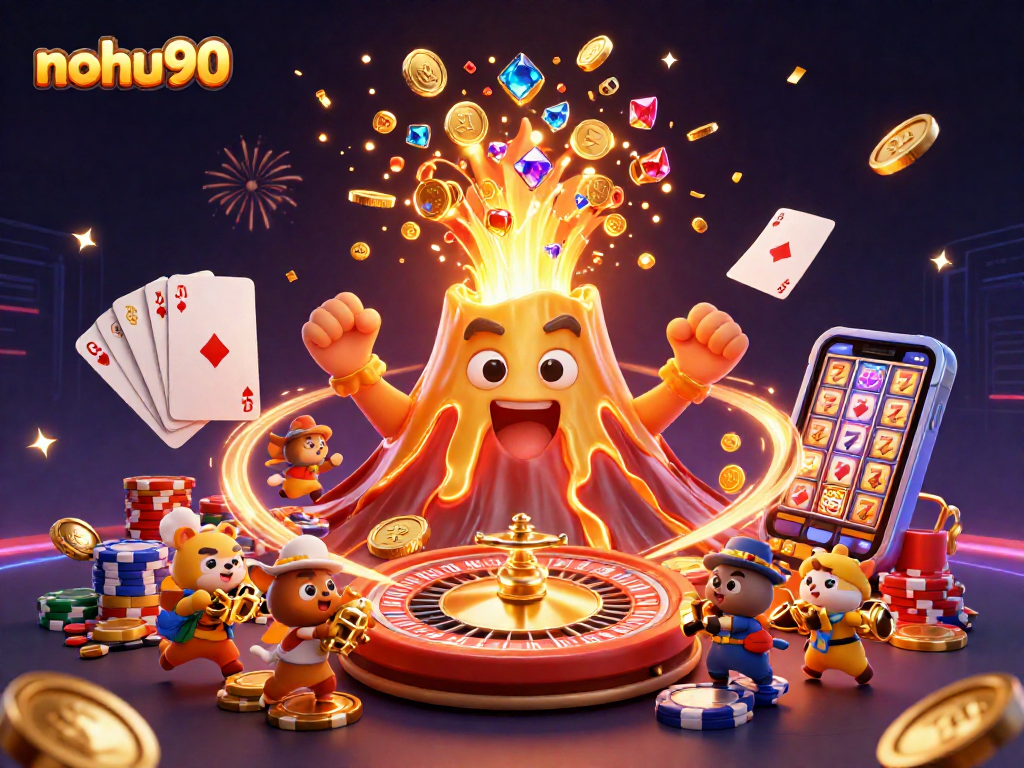 Experience the thrill of nohu90 with a vibrant casino scene bursting with coins and excitement!